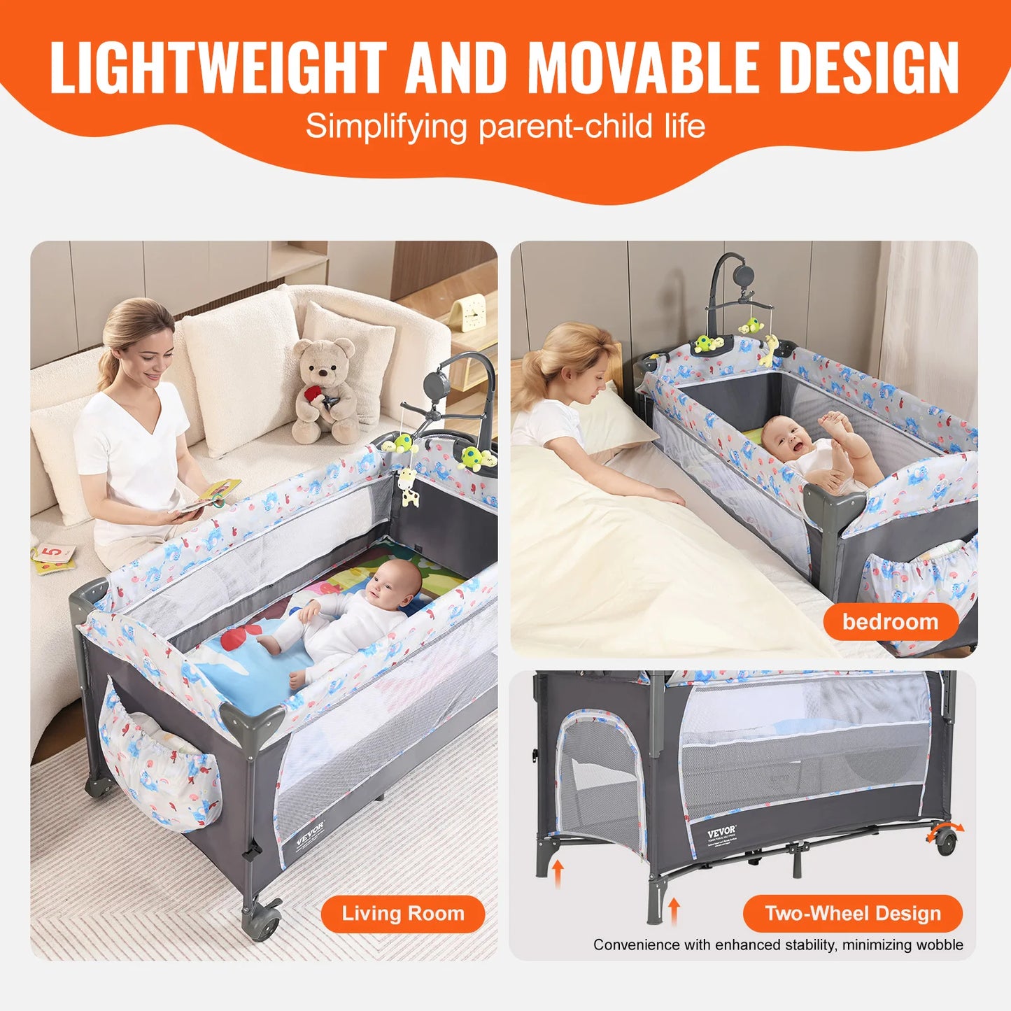 SucceBuy Baby Bassinet Bedside Sleeper With Storage