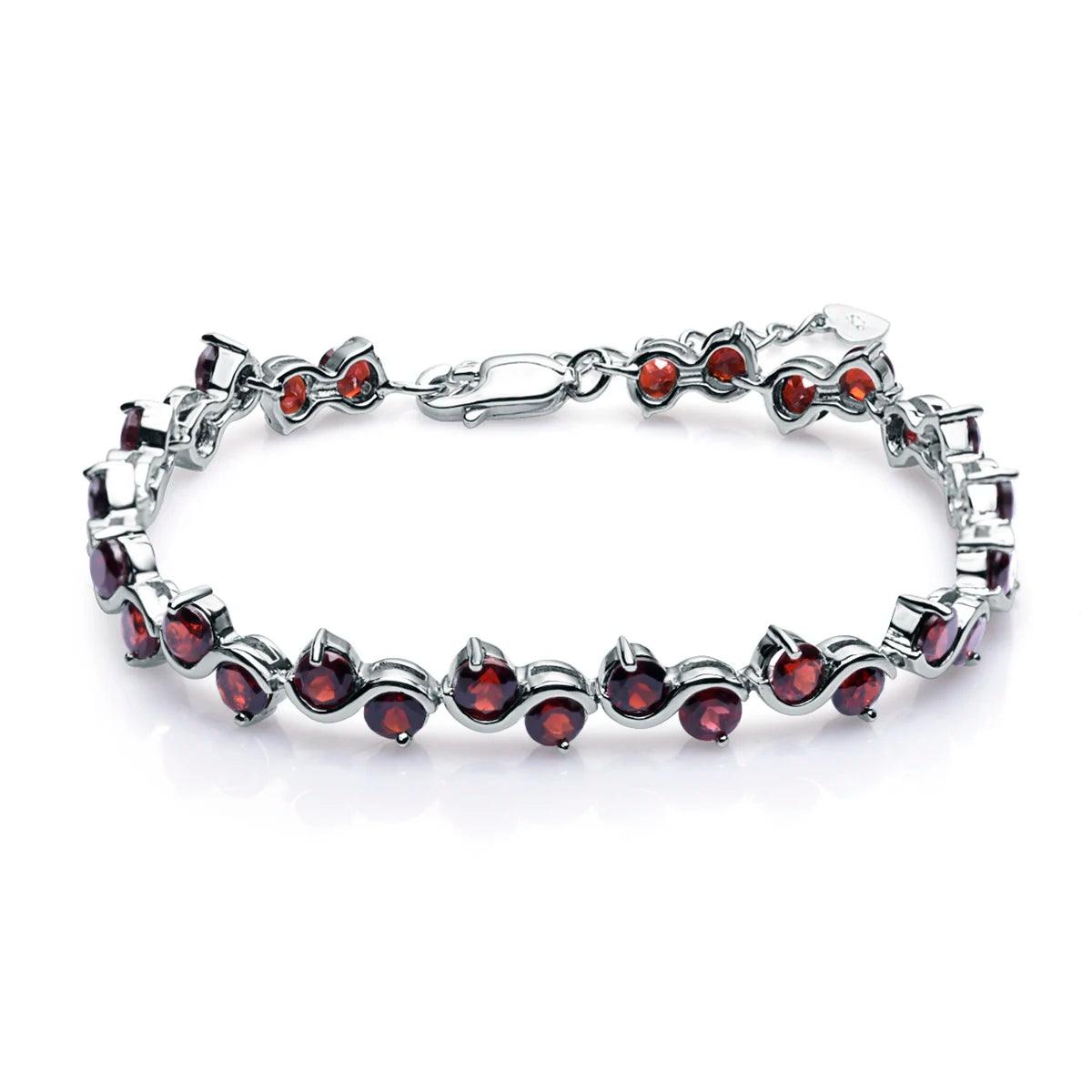 GEM'S BALLET Garnet Citrine Smoky Quartz Tennis Bracelet 925