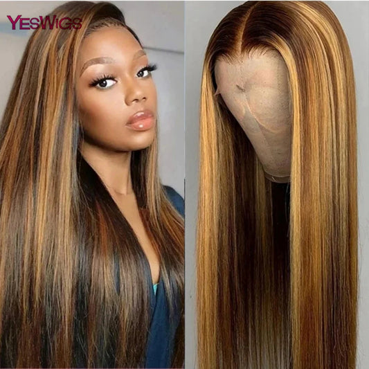 YesWigs Highlight 100 Brazilian Human Hair Lace Front Wig