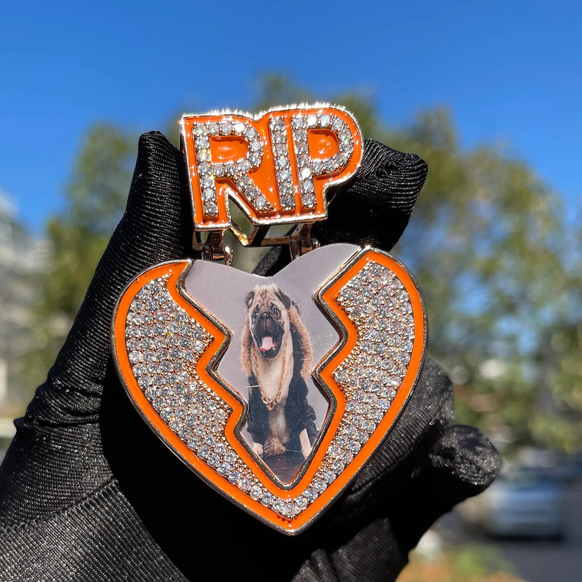 Bubble Letter Photo Medallion Necklace Men Hip Hop Pendant