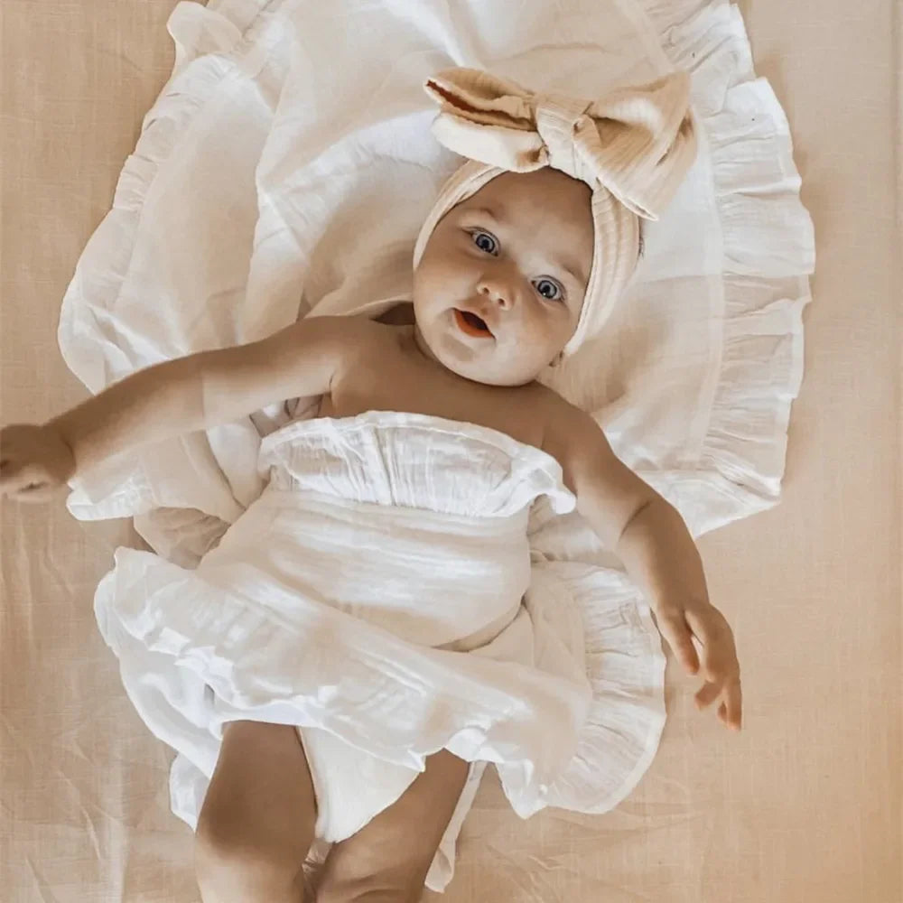 Zhejiang Ruffled Muslin Baby Swaddle Blankets 100 Cotton