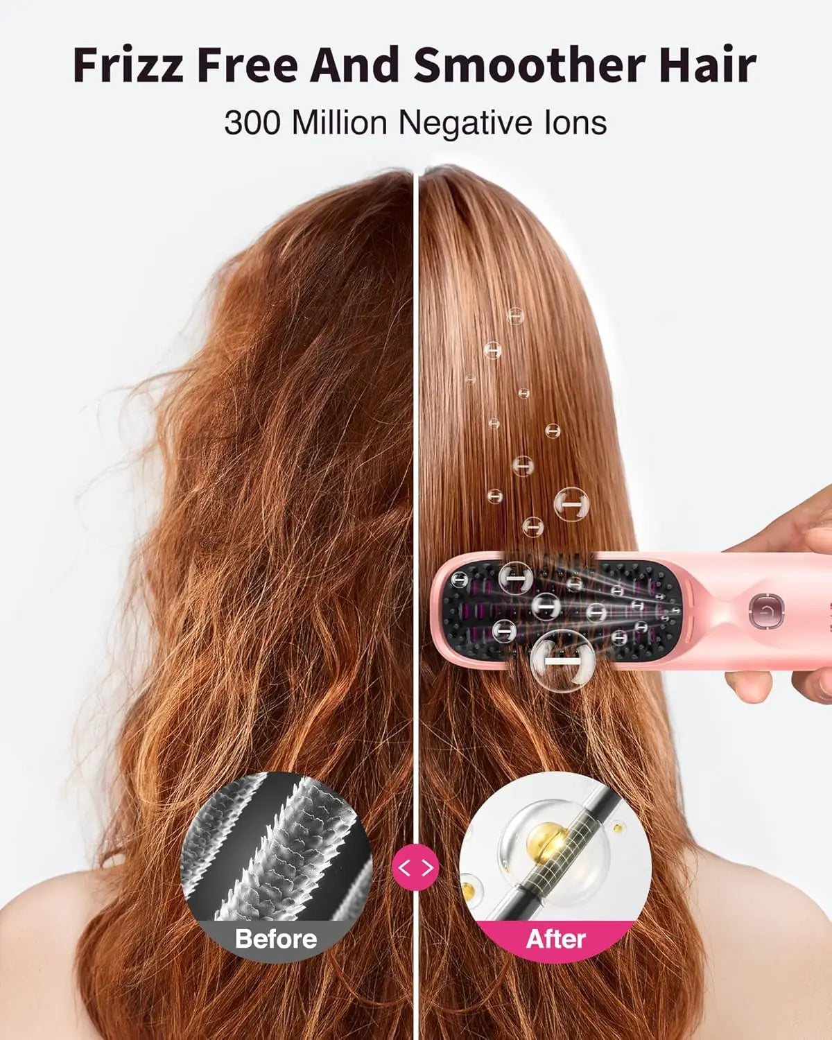 BOPCAL Cordless Hair Straightener Brush 450F Adjustable