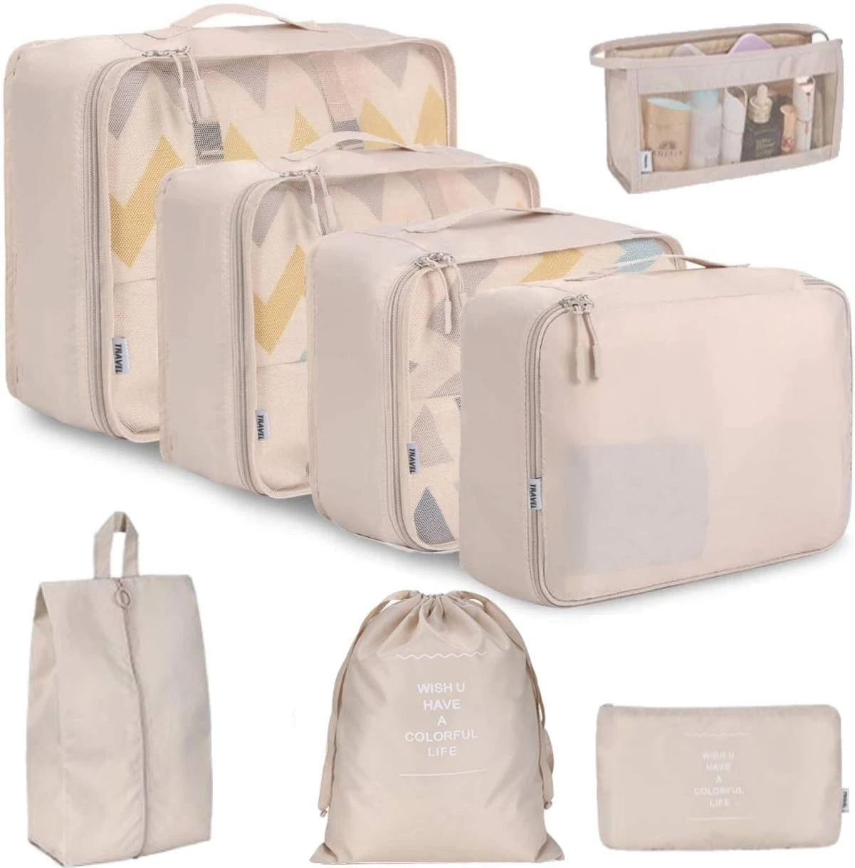 Travel Packing Cubes Organizer Set Waterproof With Shoe Bag