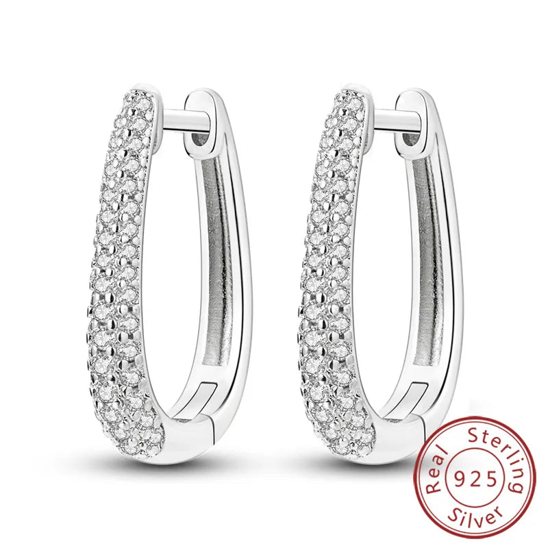 925 Sterling Silver Hoop Earrings Square Circle Heart