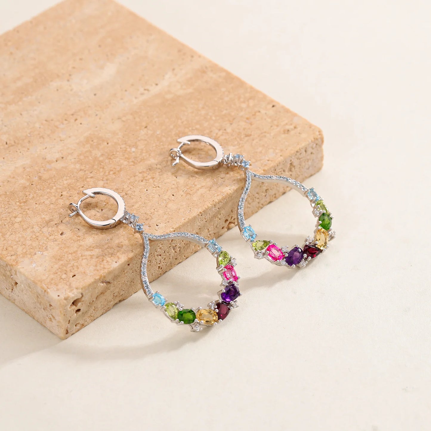 GEM'S BALLET Gemstone Dangle Earrings Sterling Silver