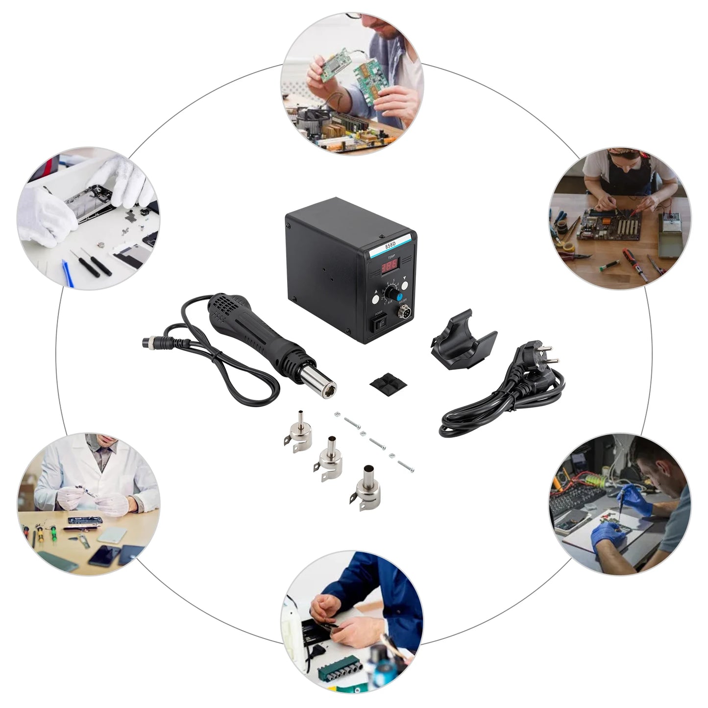 CNCEST 220V SMD Welding Station Hot Air Rework LED Display