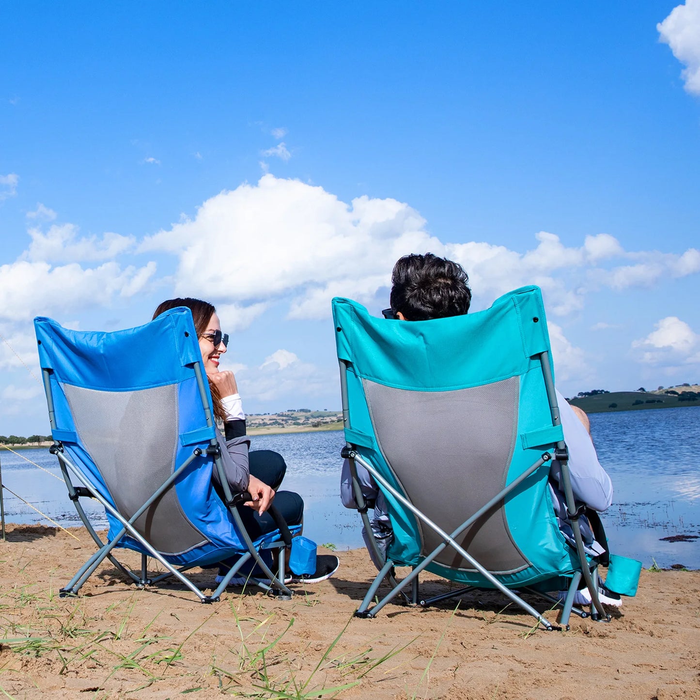 KingCamp High Back Beach Chair Padded Armrests CupHolder