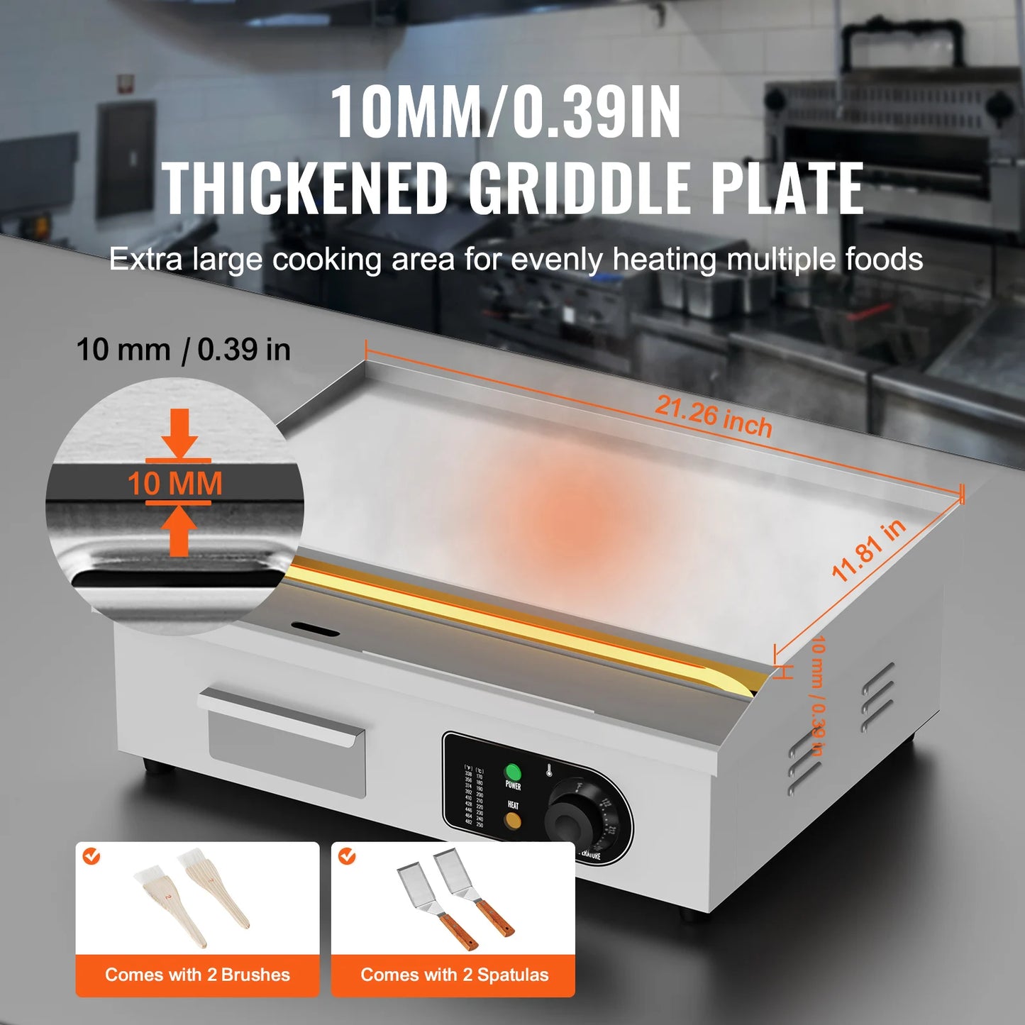 SucceBuy Commercial Electric Griddle 3200W Flat Top Grill