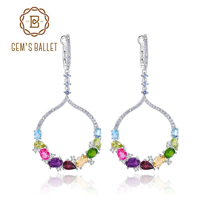 GEM'S BALLET Gemstone Dangle Earrings Sterling Silver