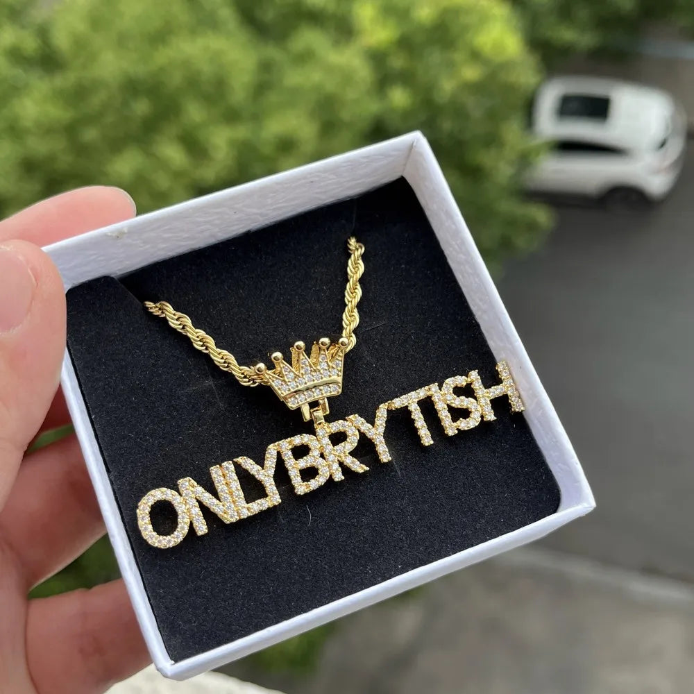 Duoying Custom Nameplate Butterfly Necklace Zircon Pendant