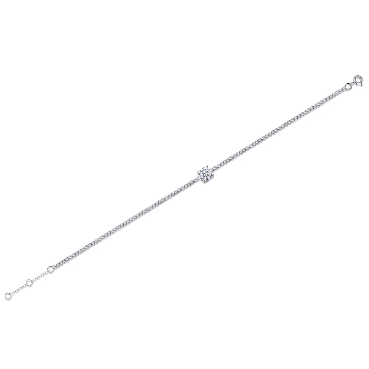 JIUZUAN Moissanite Bracelet 925 Silver 18K Gold Plated Gift
