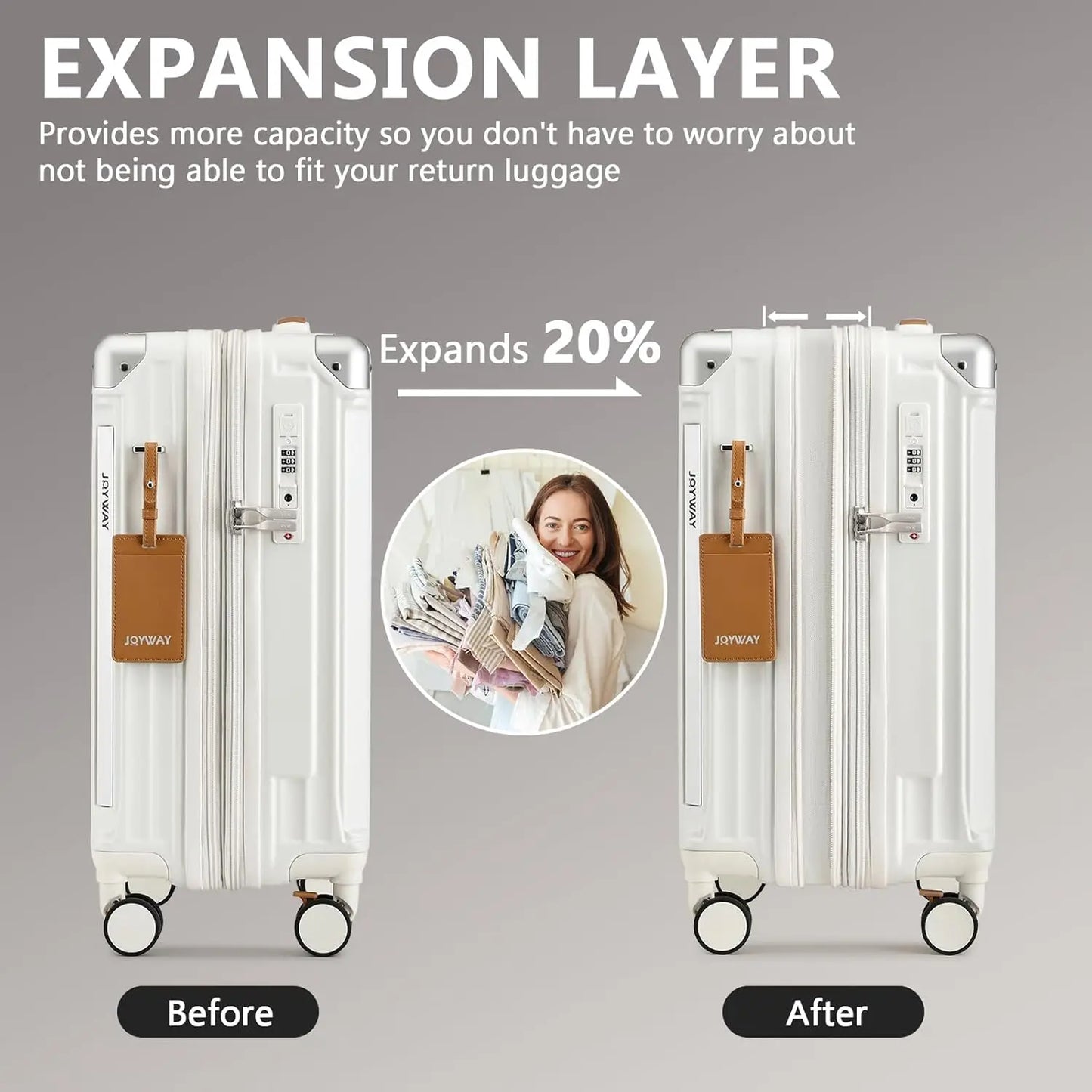 Joyway Expandable Luggage With Cup Holder Spinner Wheels
