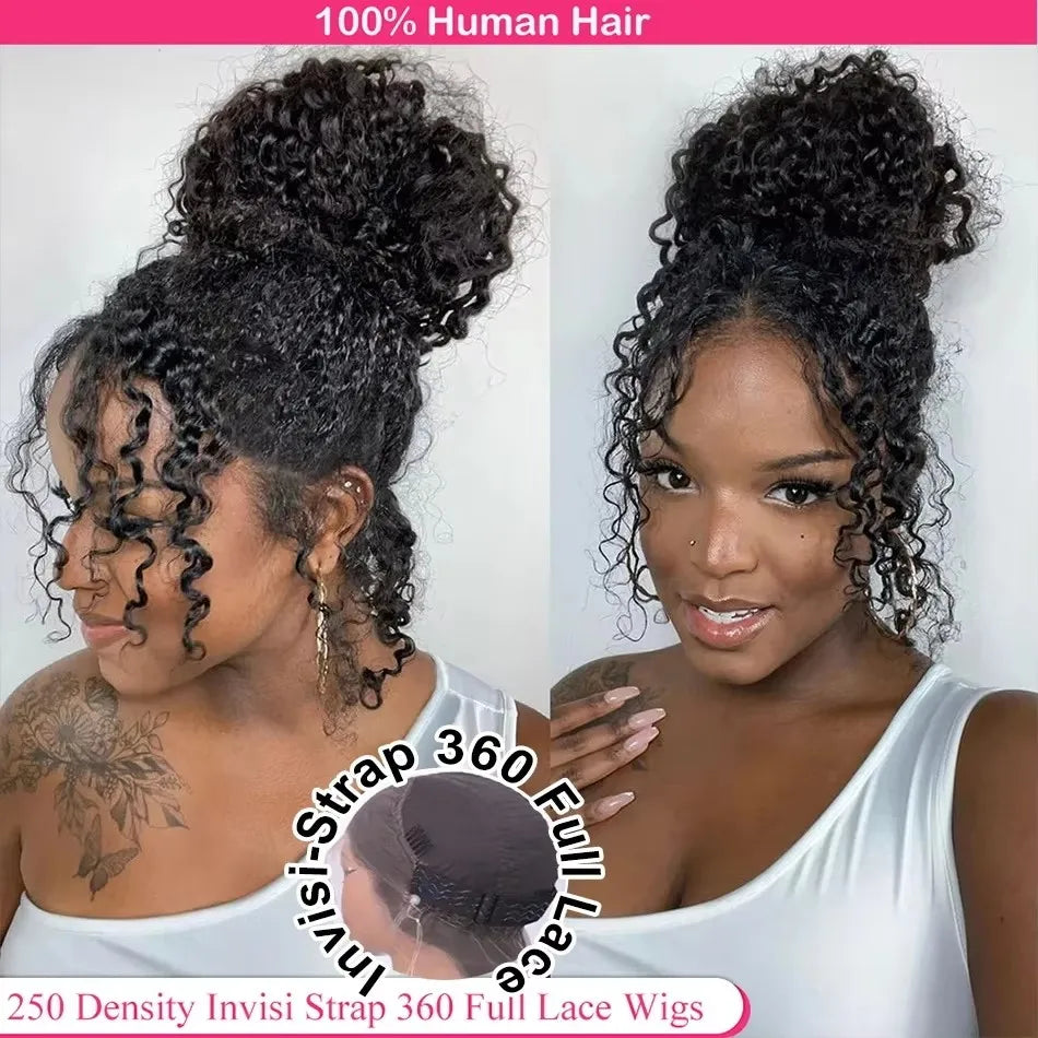 FroloCap 360 Full Lace Wig Human Hair Deep Wave Frontal