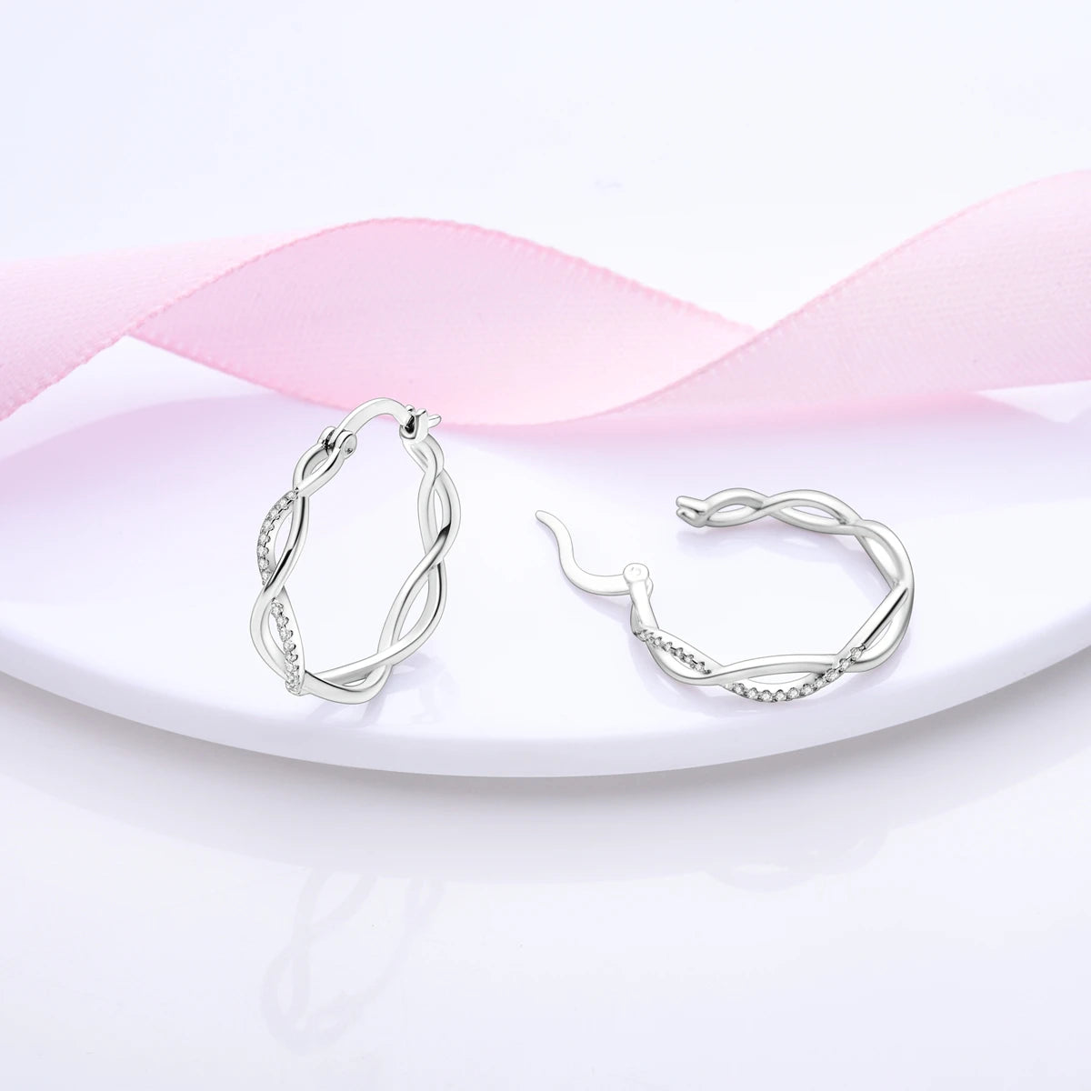 925 Sterling Silver Hoop Earrings Square Circle Heart