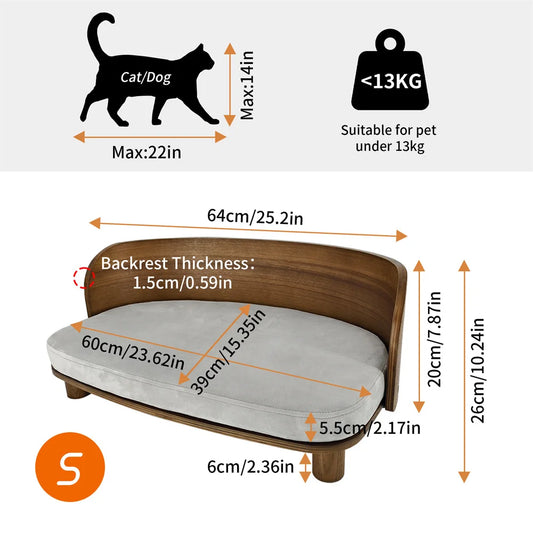 Borwartcn Elevated Dog Bed Solid Wood Legs Removable Cover