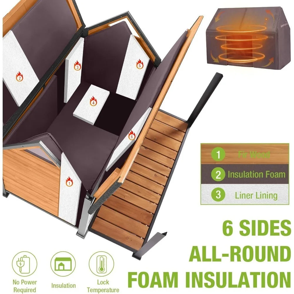 Weatherproof Iron Frame Insulated Outdoor Dog House Shelter