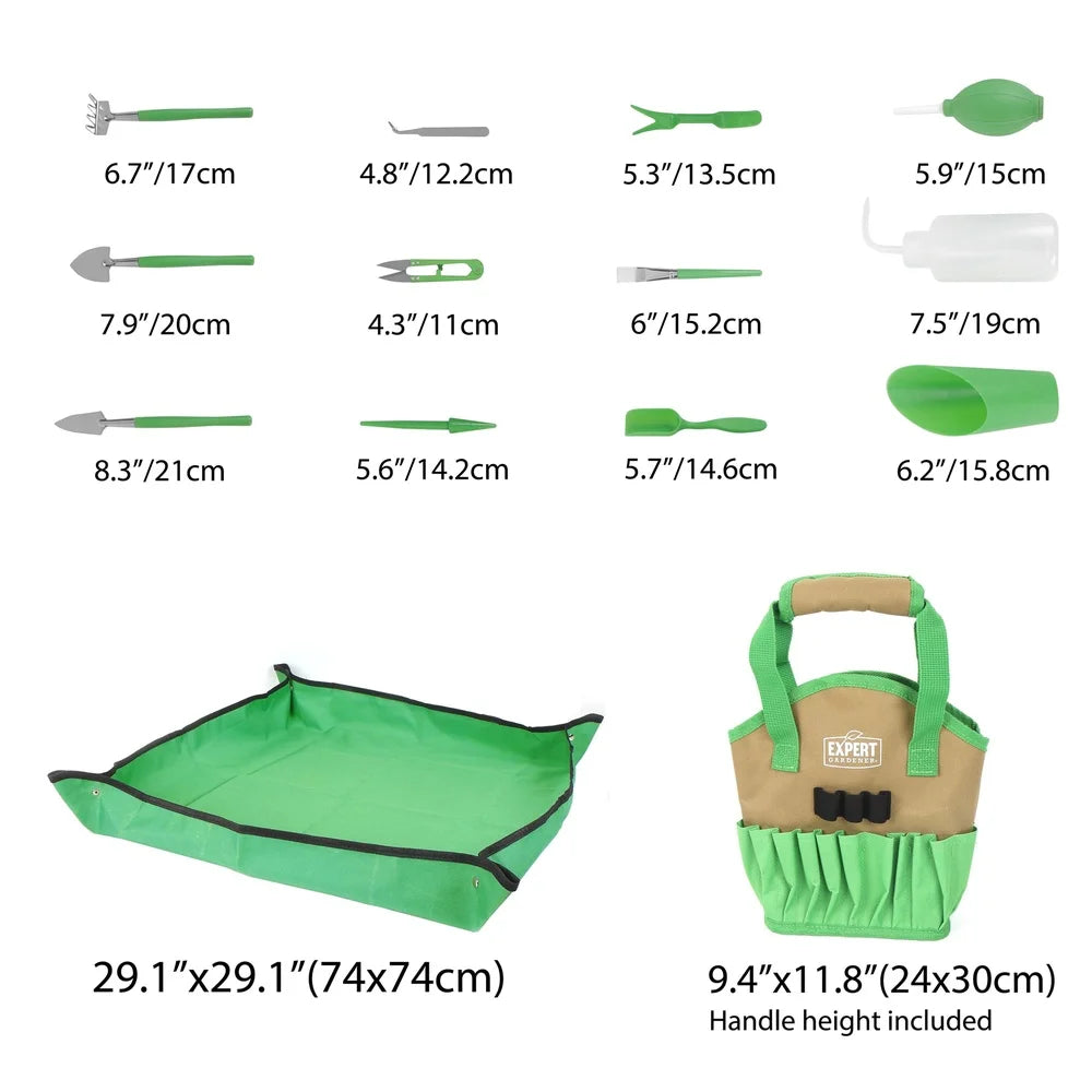 XMSJ 14 Piece Indoor Gardening Tool Set Stainless Steel