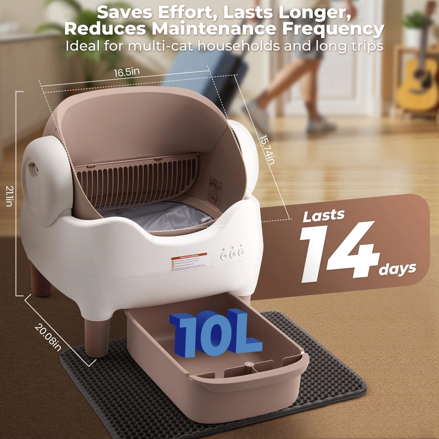 Lunapurr Self Cleaning Litter Box Cat Litter App Control
