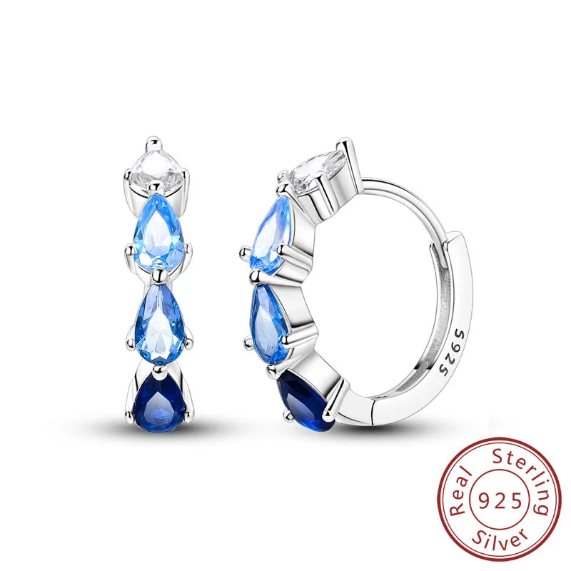 925 Sterling Silver Hoop Earrings Square Circle Heart
