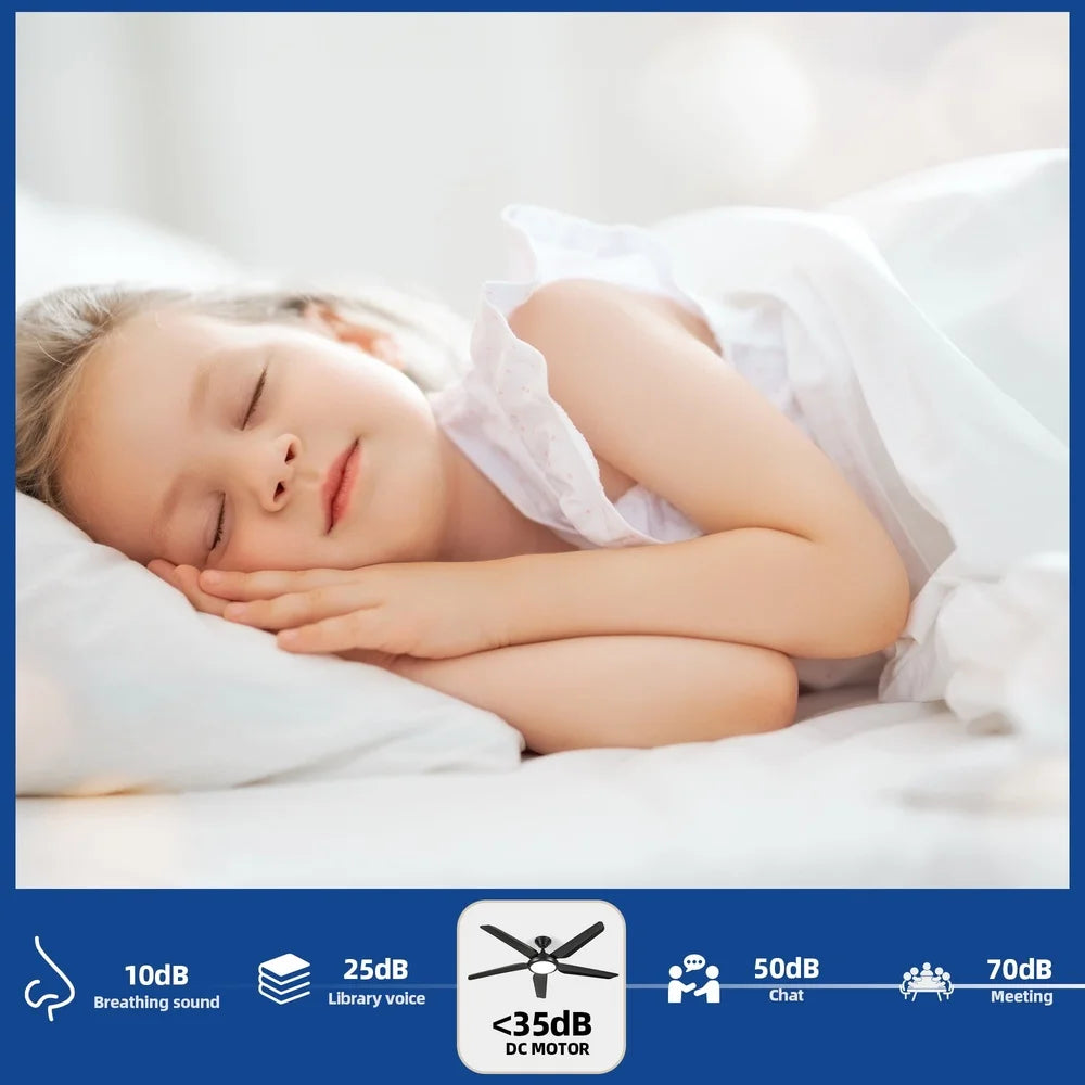 XMSJ Silent 5 Blade Ceiling Fan With Remote Light Energy