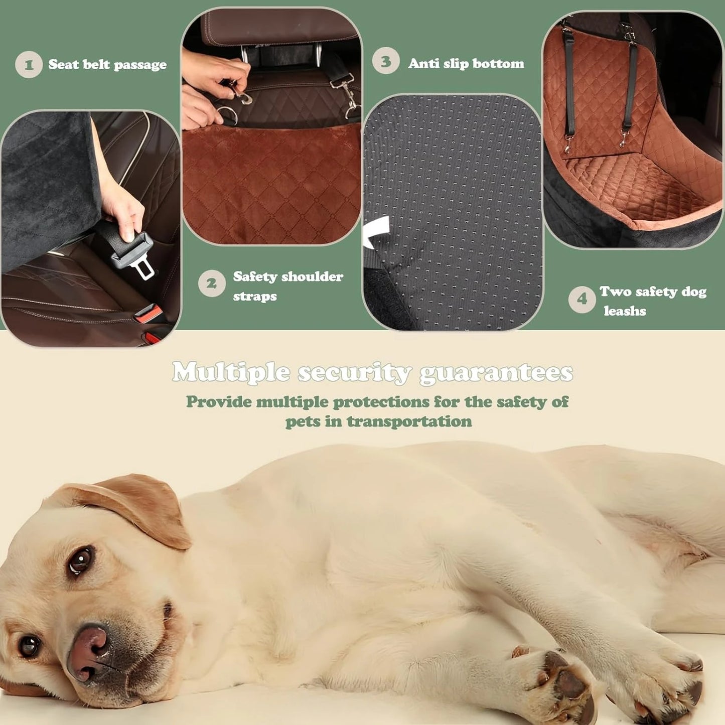 Hign-concerned Dog Car Seat Detachable Travel Bed With Belt