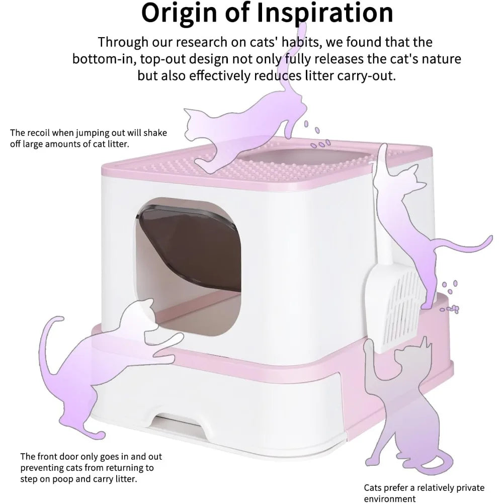 Hign-concerned Foldable Cat Litter Box With Drawer And Lid