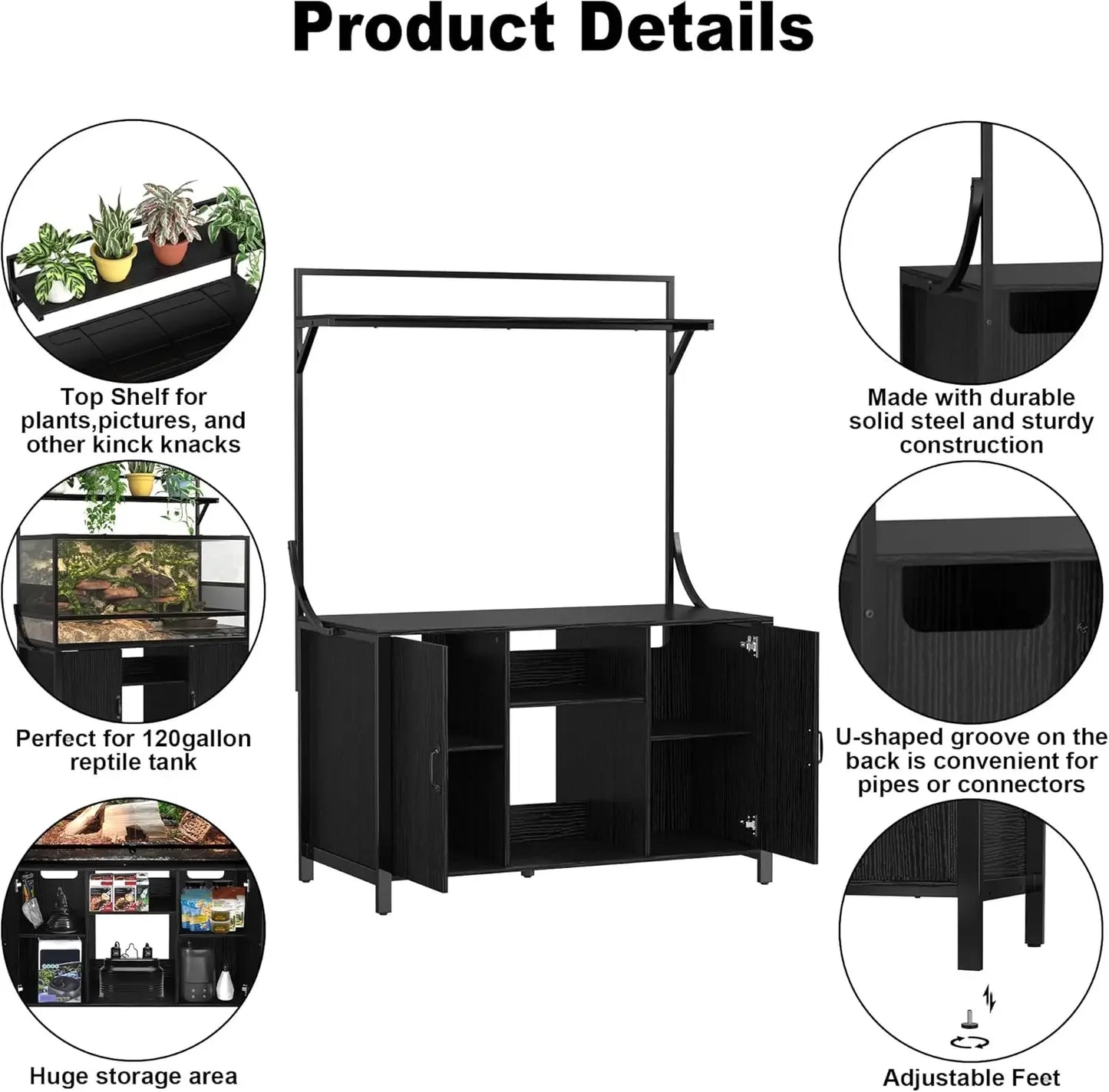 XMSJ Reptile Tank Stand Terrarium Cabinet For Accessories