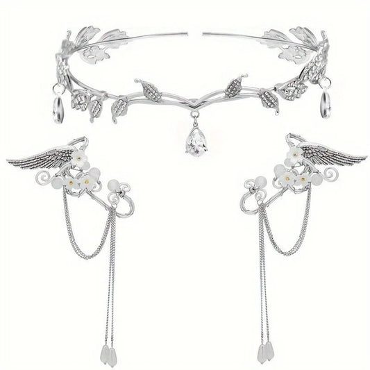 ZhejiangHign-concerned Rhinestone Leaf Tiara Headband Bridal