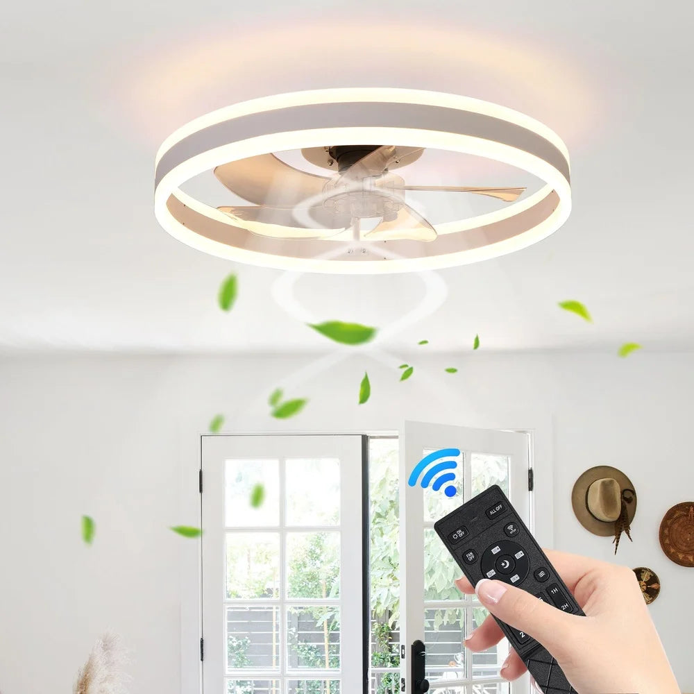 XMSJ Bladeless Ceiling Fan With Remote Dimmable LED