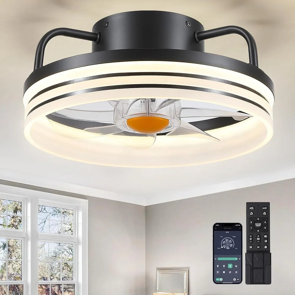 XMSJ Bladeless Ceiling Fan With Lights Remote Control LED