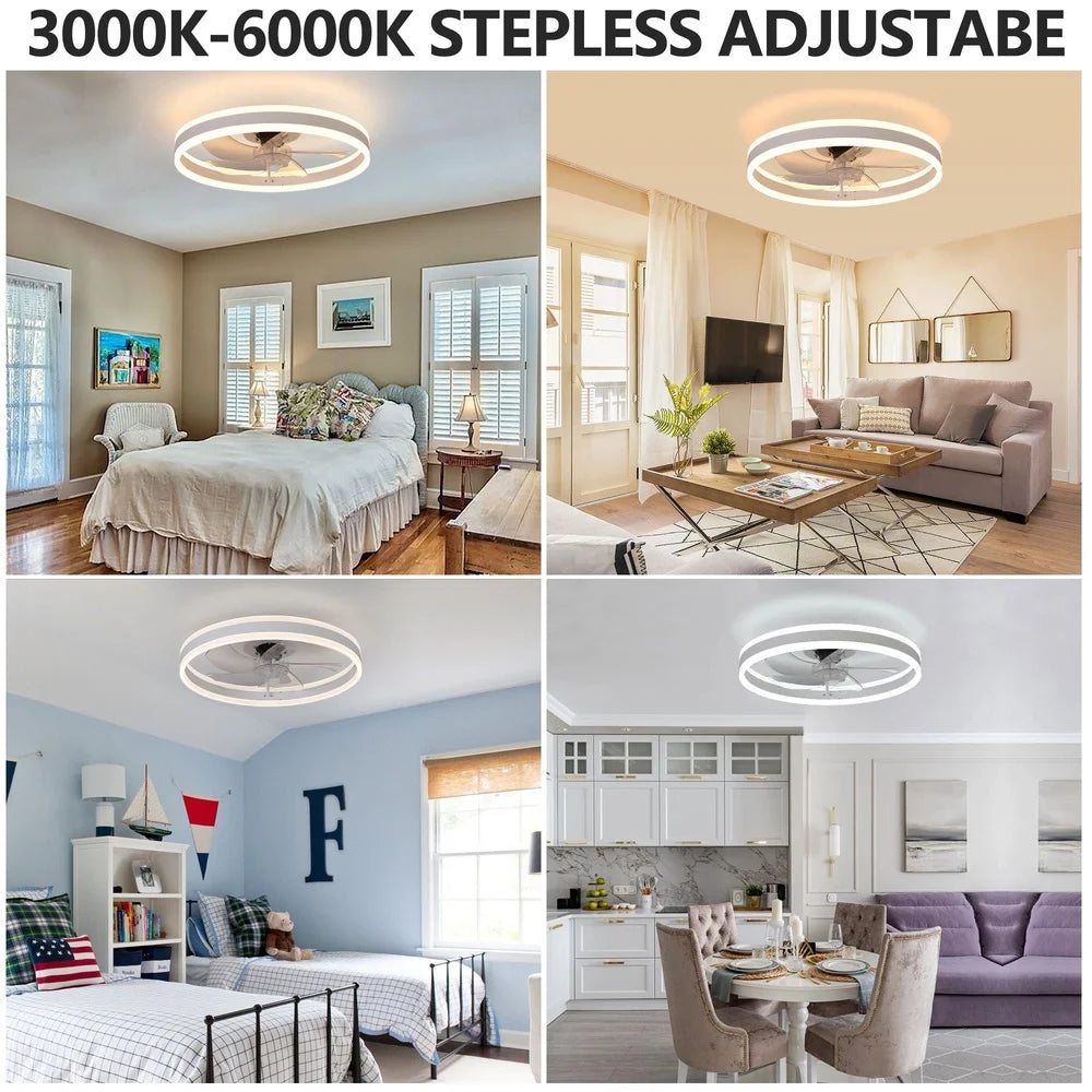 XMSJ Bladeless Ceiling Fan With Remote Dimmable LED