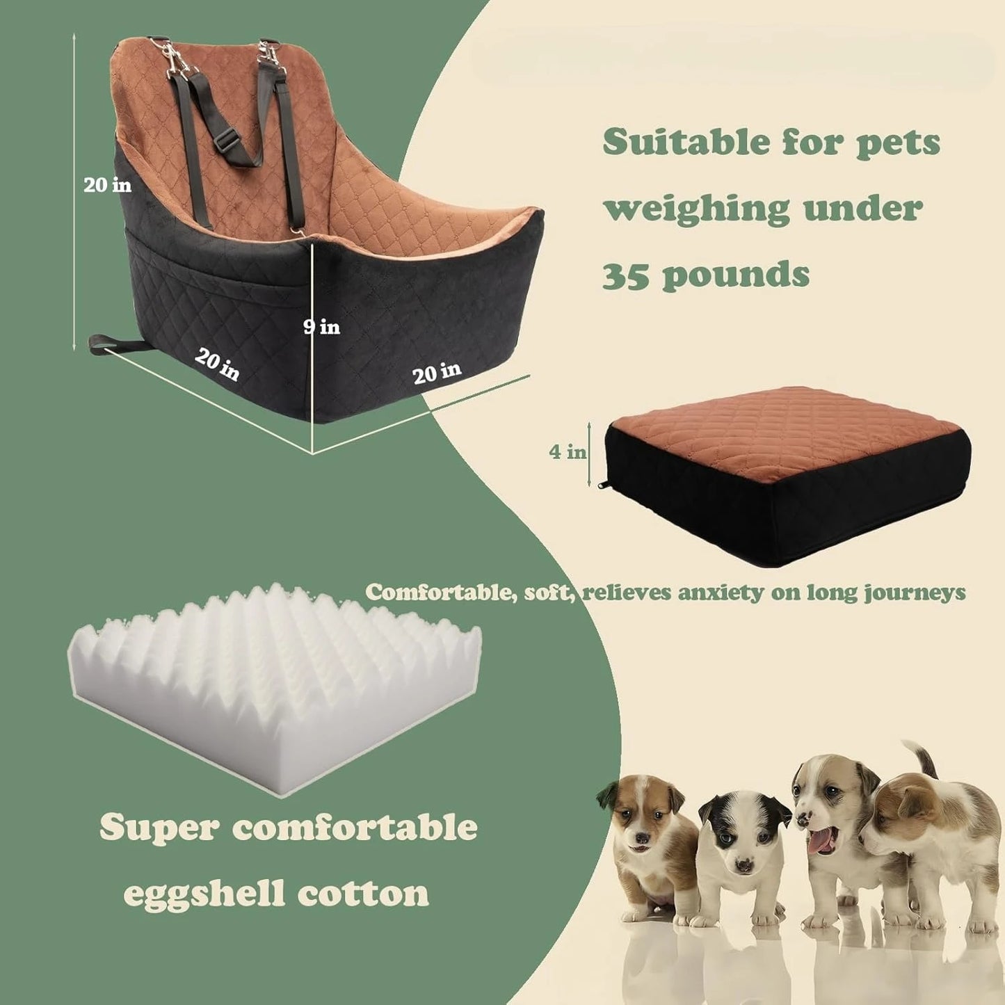 Hign-concerned Dog Car Seat Detachable Travel Bed With Belt