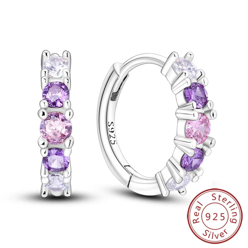 925 Sterling Silver Hoop Earrings Square Circle Heart