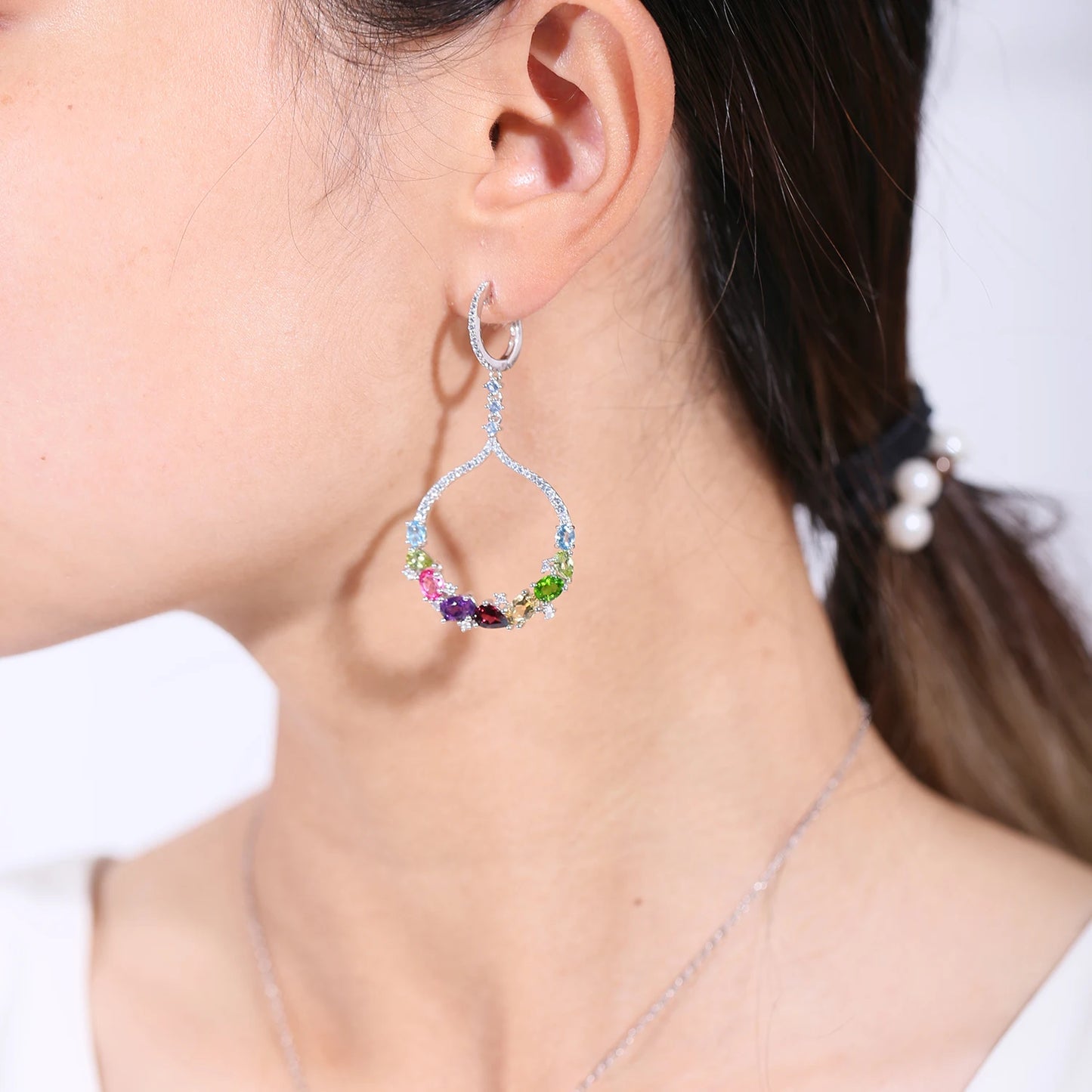 GEM'S BALLET Gemstone Dangle Earrings Sterling Silver