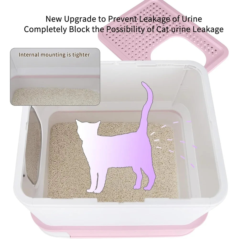 Hign-concerned Foldable Cat Litter Box With Drawer And Lid