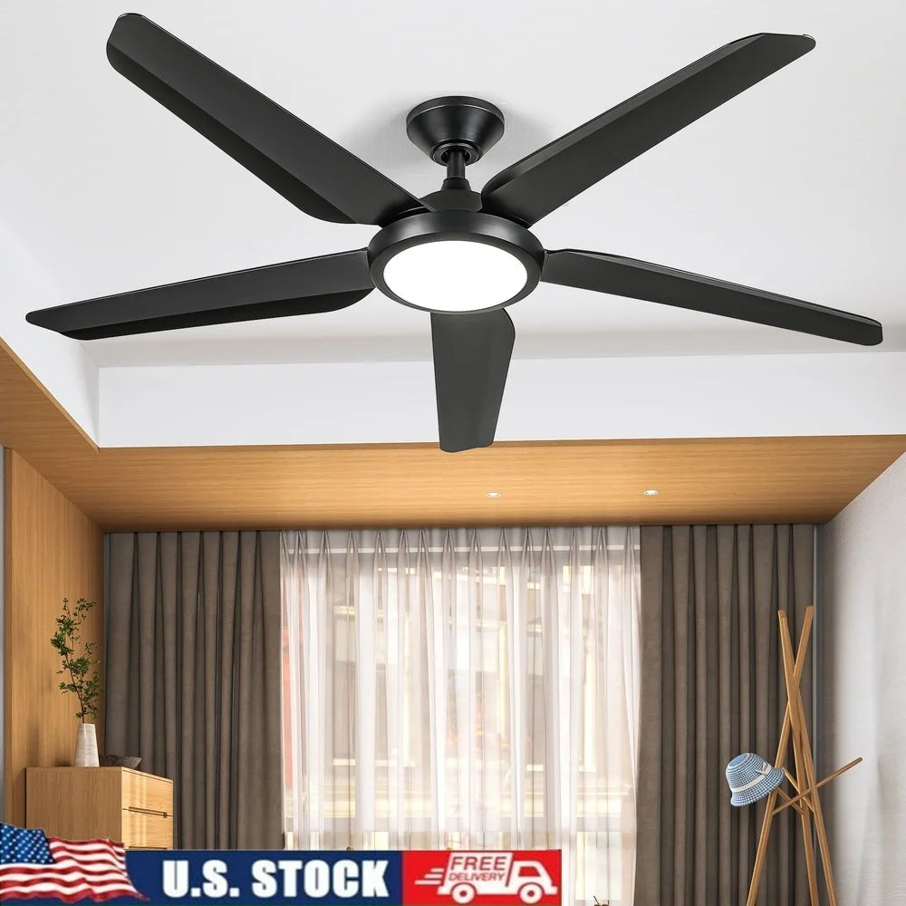 XMSJ Silent 5 Blade Ceiling Fan With Remote Light Energy