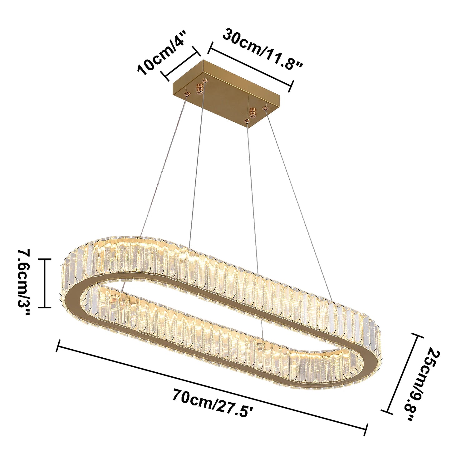 VETRULUS Modern Crystal Oval LED Chandelier Pendant Light