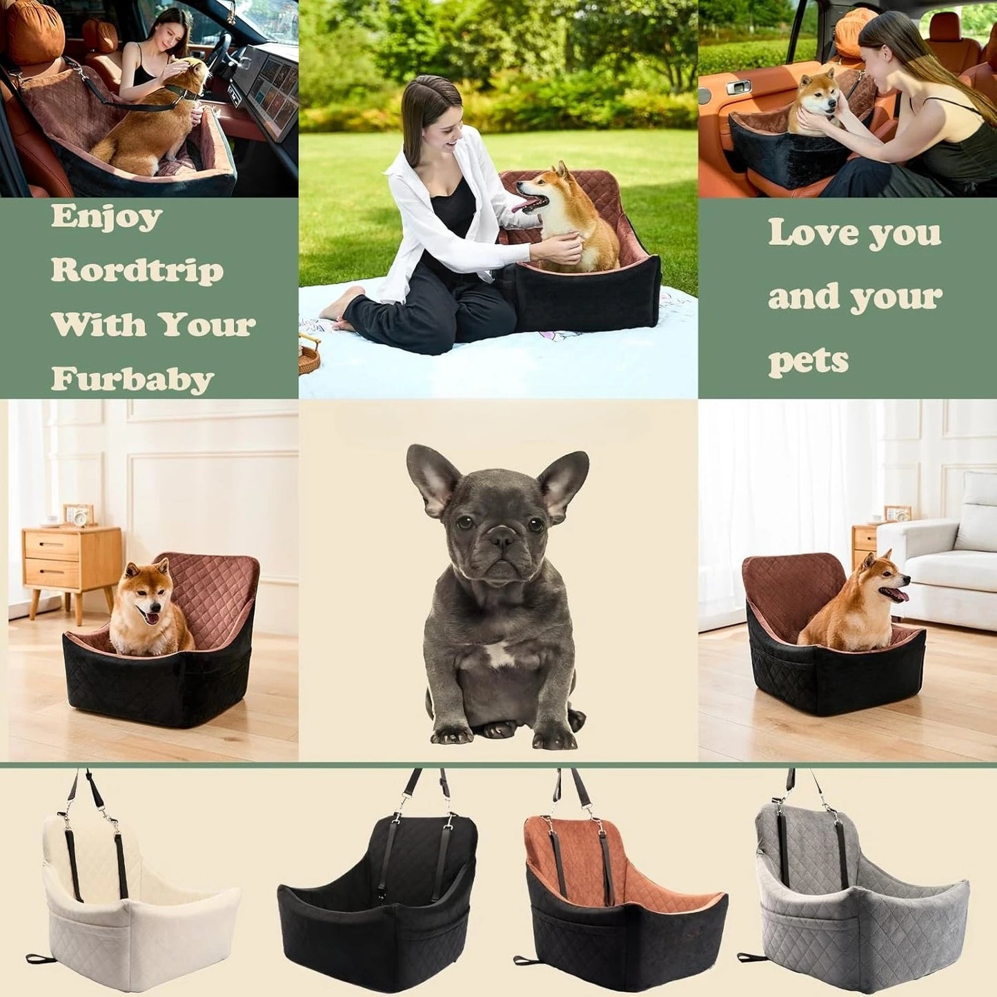 Hign-concerned Dog Car Seat Detachable Travel Bed With Belt