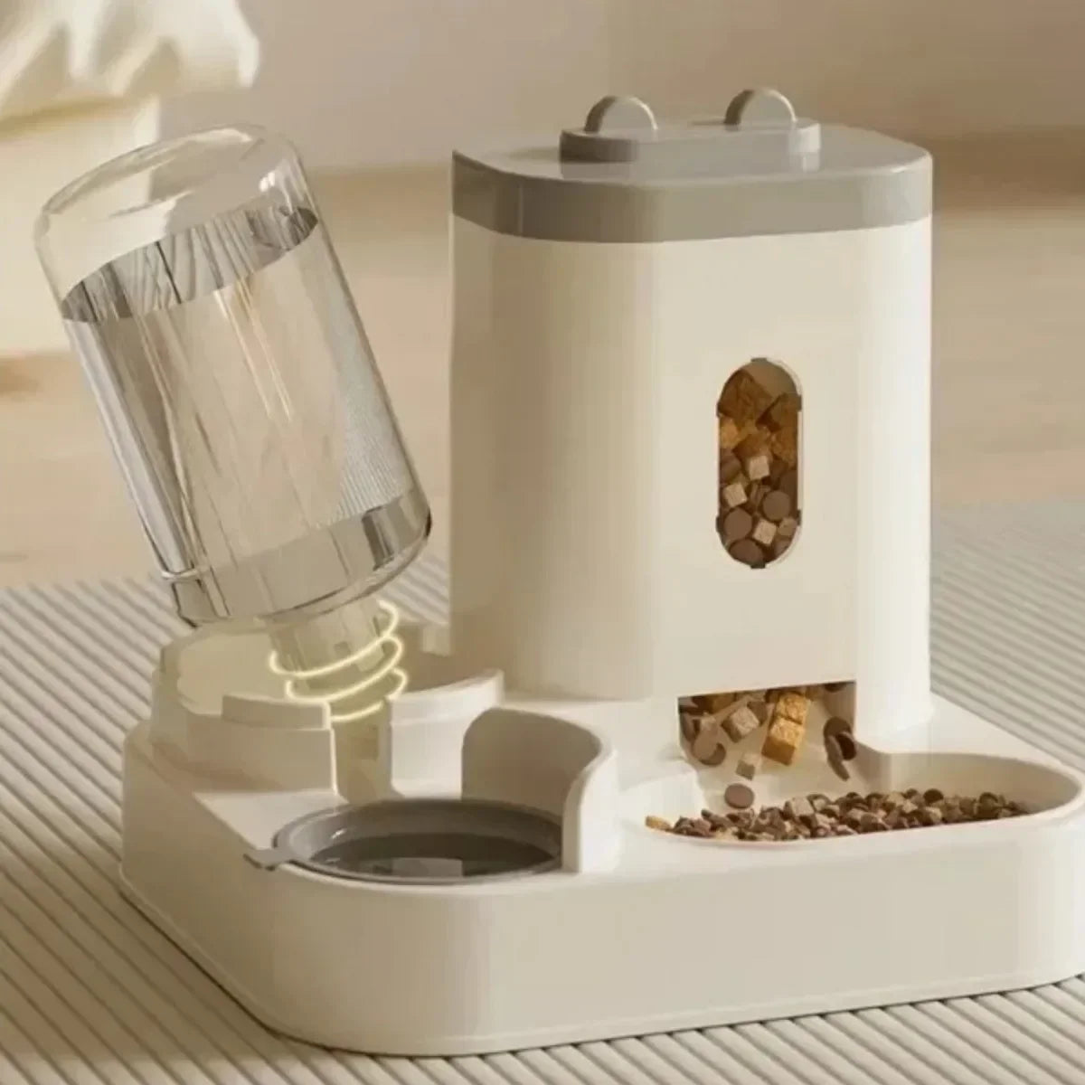Feature Automatic Feeder Dog Cat Food Bowl Water Fountain