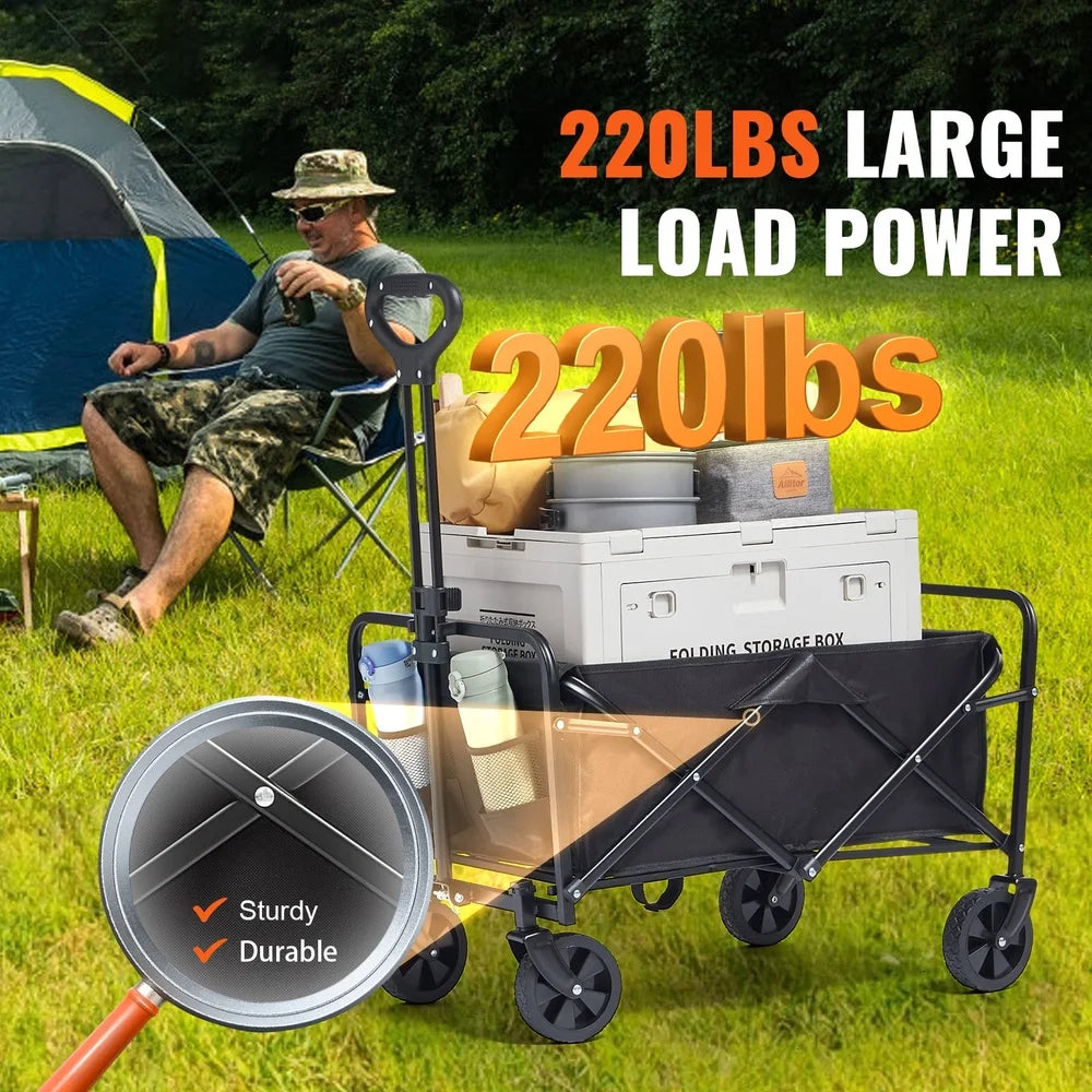 XMSJ Folding Wagon 220 Lb Capacity All Surface Wheels