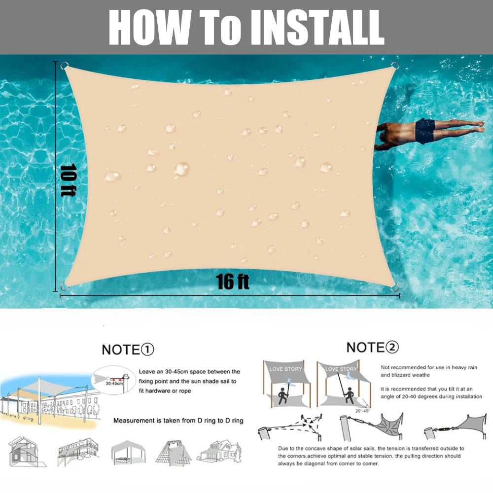 Jiangsu Sun Shade Sail Outdoor Canopy UV Block Cloth Ropes