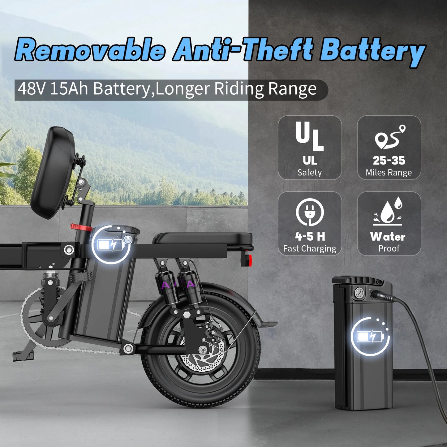Folding Electric Bike for Adults 750W Peak Motor 48V Battery