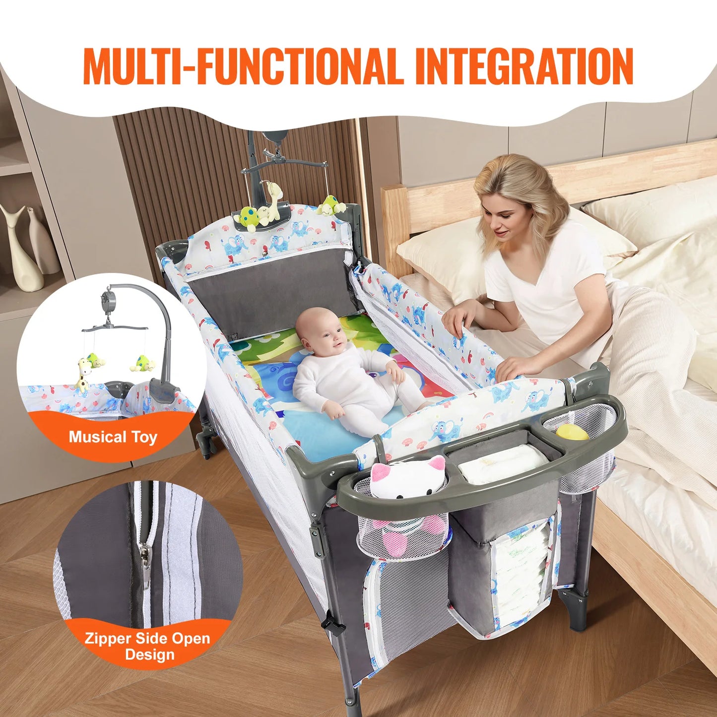 SucceBuy Baby Bassinet Bedside Sleeper With Storage