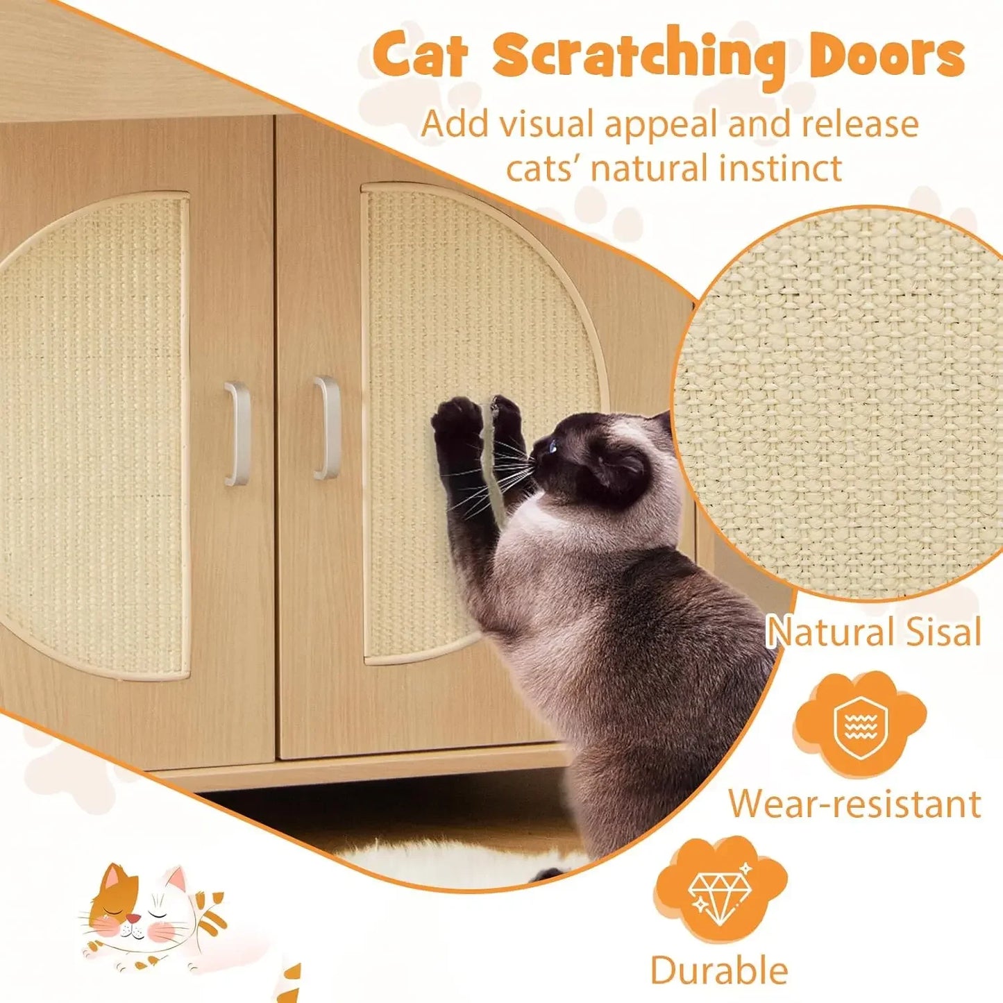 XMSJ Cat Litter Box Enclosure Hidden Washroom With Drawer