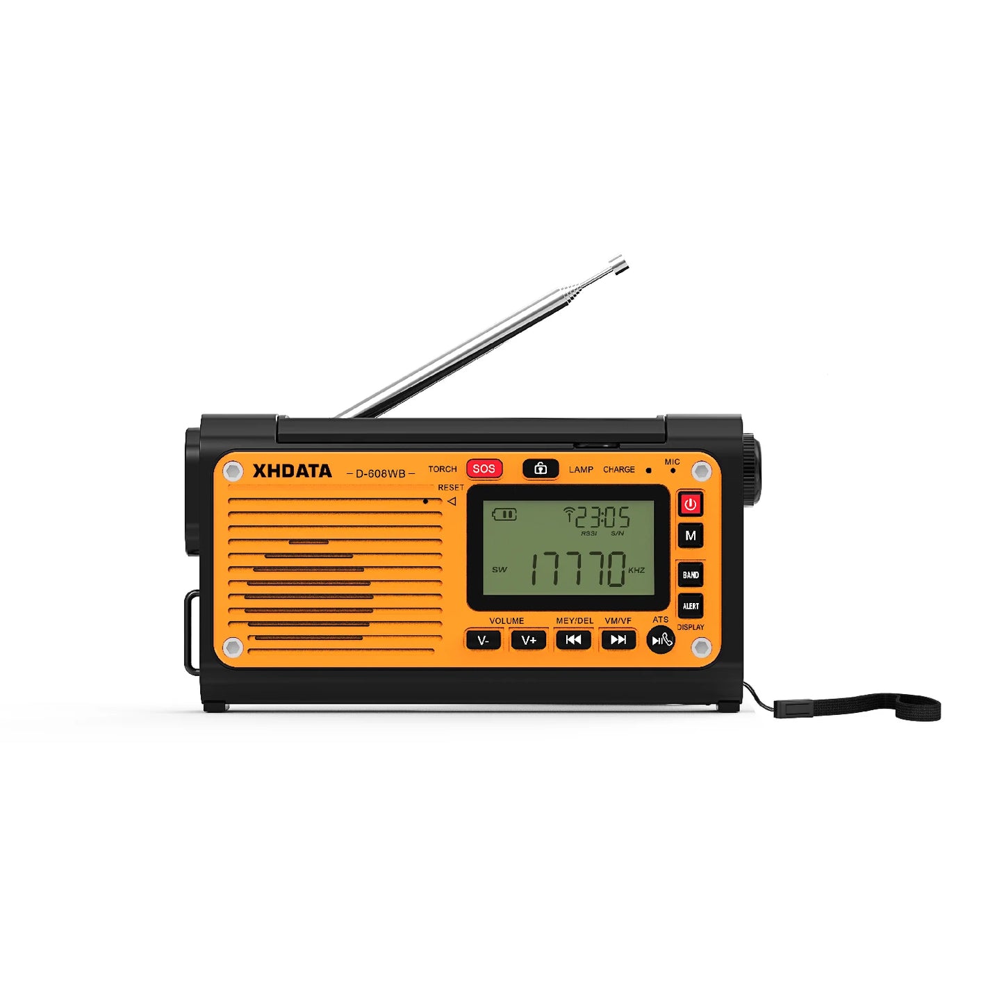XHDATA D608WB Emergency Crank Weather Radio Bluetooth