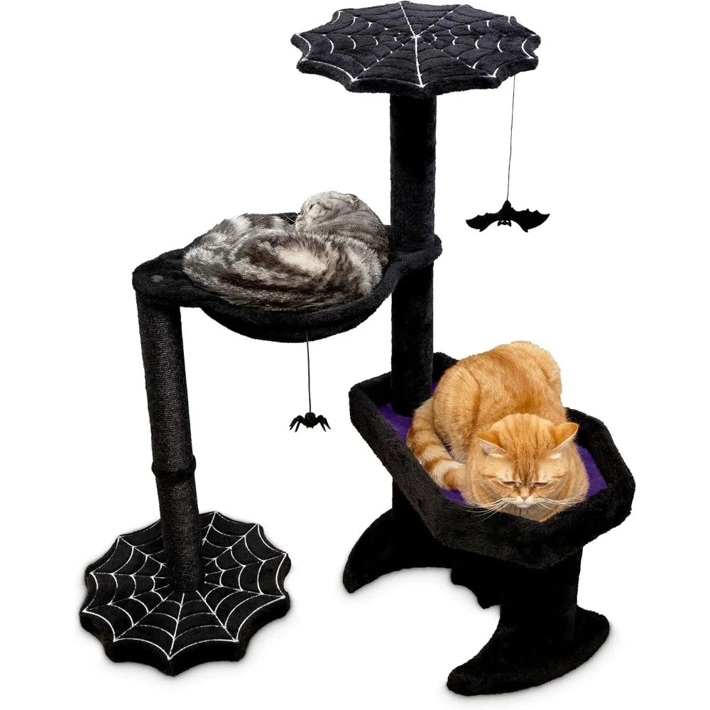 XMSJ Gothic Cat Tree With Coffin Bed Hammock Toys Indoors
