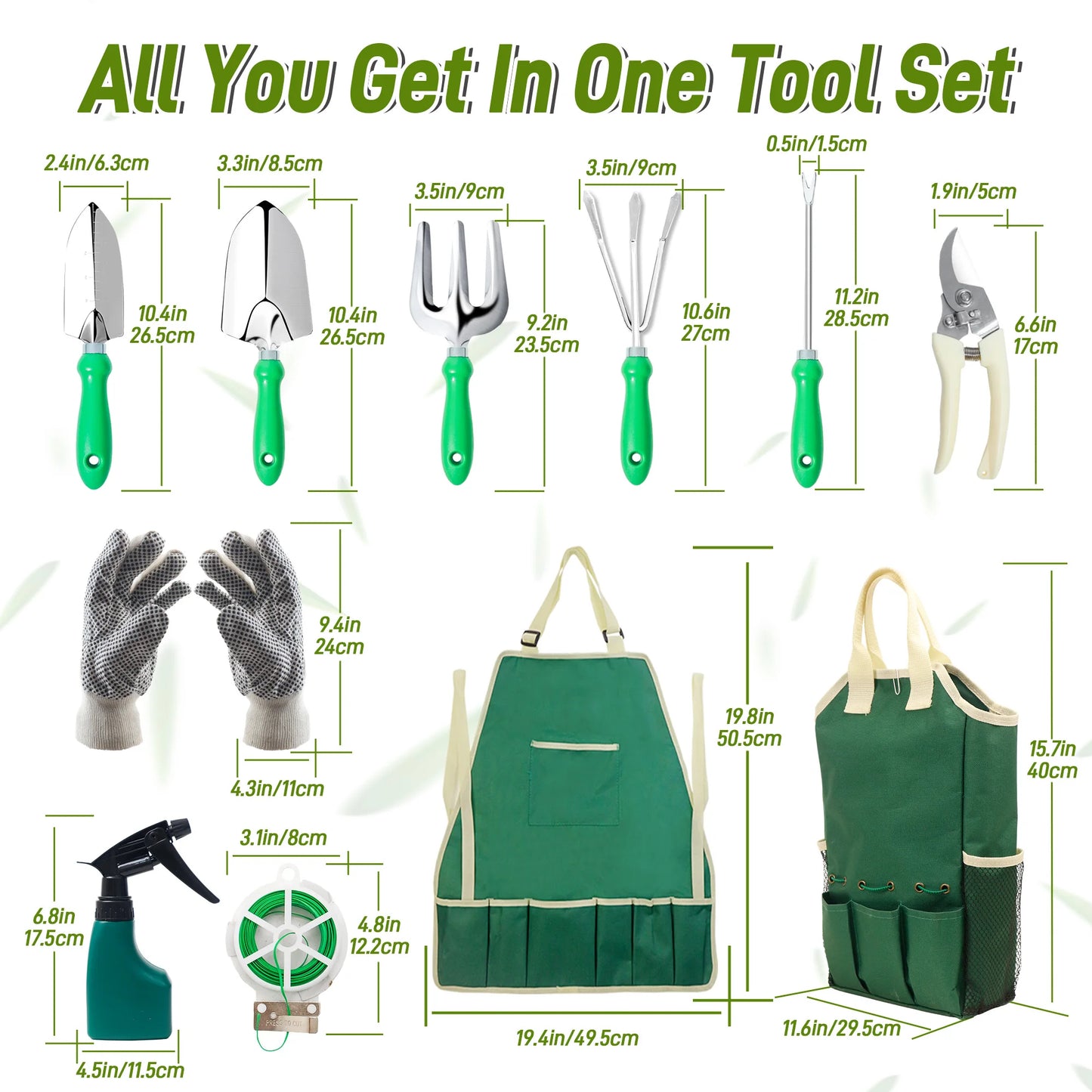 11 Piece Garden Tool Set With Organizer Handbag For Gardening