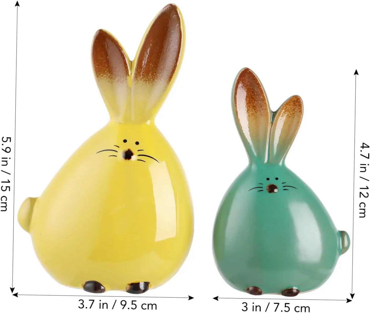 2 pieces ceramic rabbit sculptures Easter bunny decorations desktop animals ceramic rabbit sculptures Easter party gifts