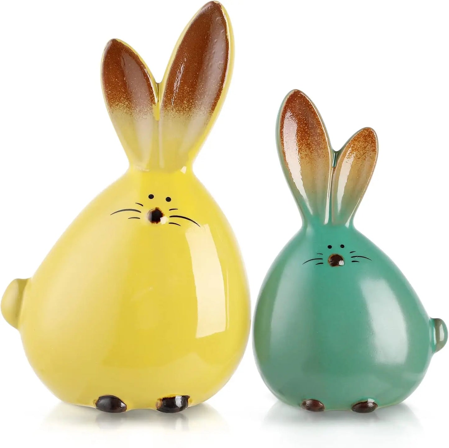 2 pieces ceramic rabbit sculptures Easter bunny decorations desktop animals ceramic rabbit sculptures Easter party gifts