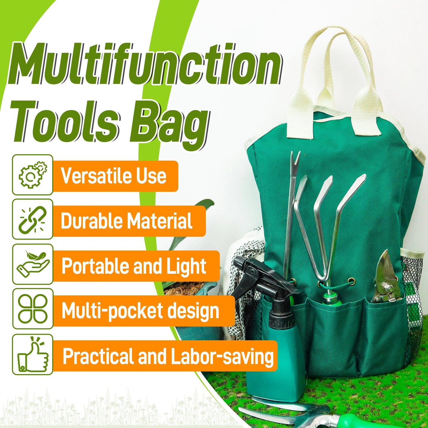11 Piece Garden Tool Set With Organizer Handbag For Gardening